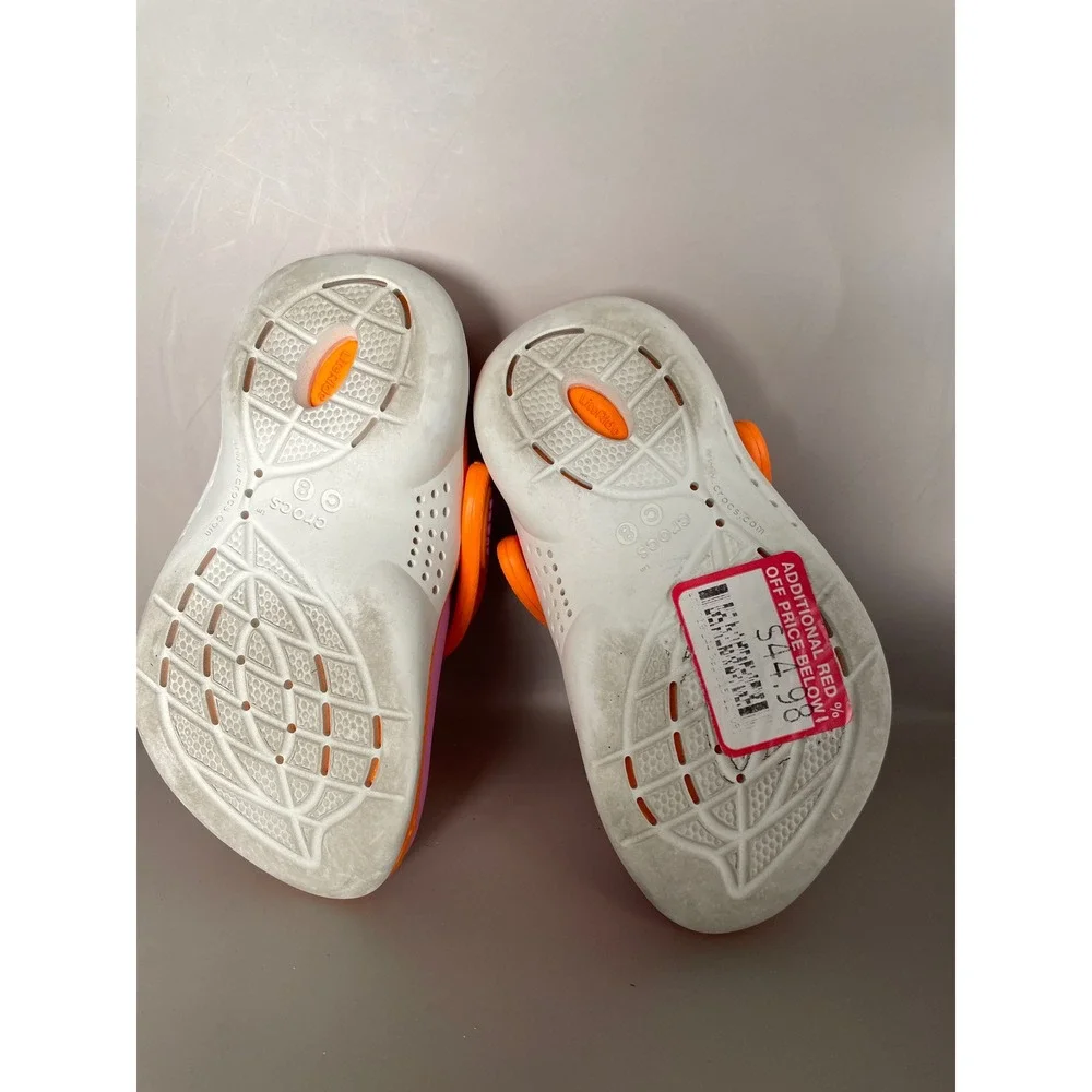 Crocs LiteRide Kids Clogs Pink Orange Size C8 Lightweight Comfort Shoes